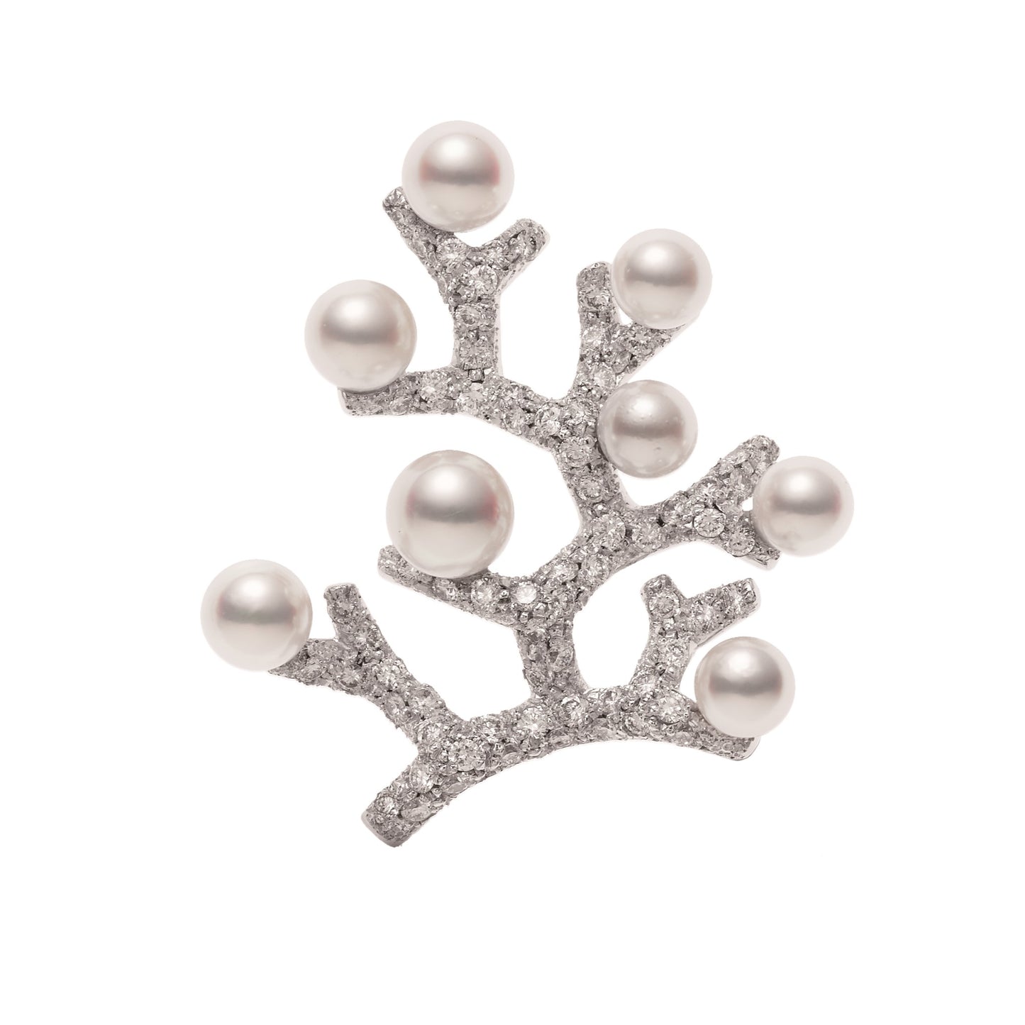 Kofuku no Ki Akoya Pearl & Diamond Brooch