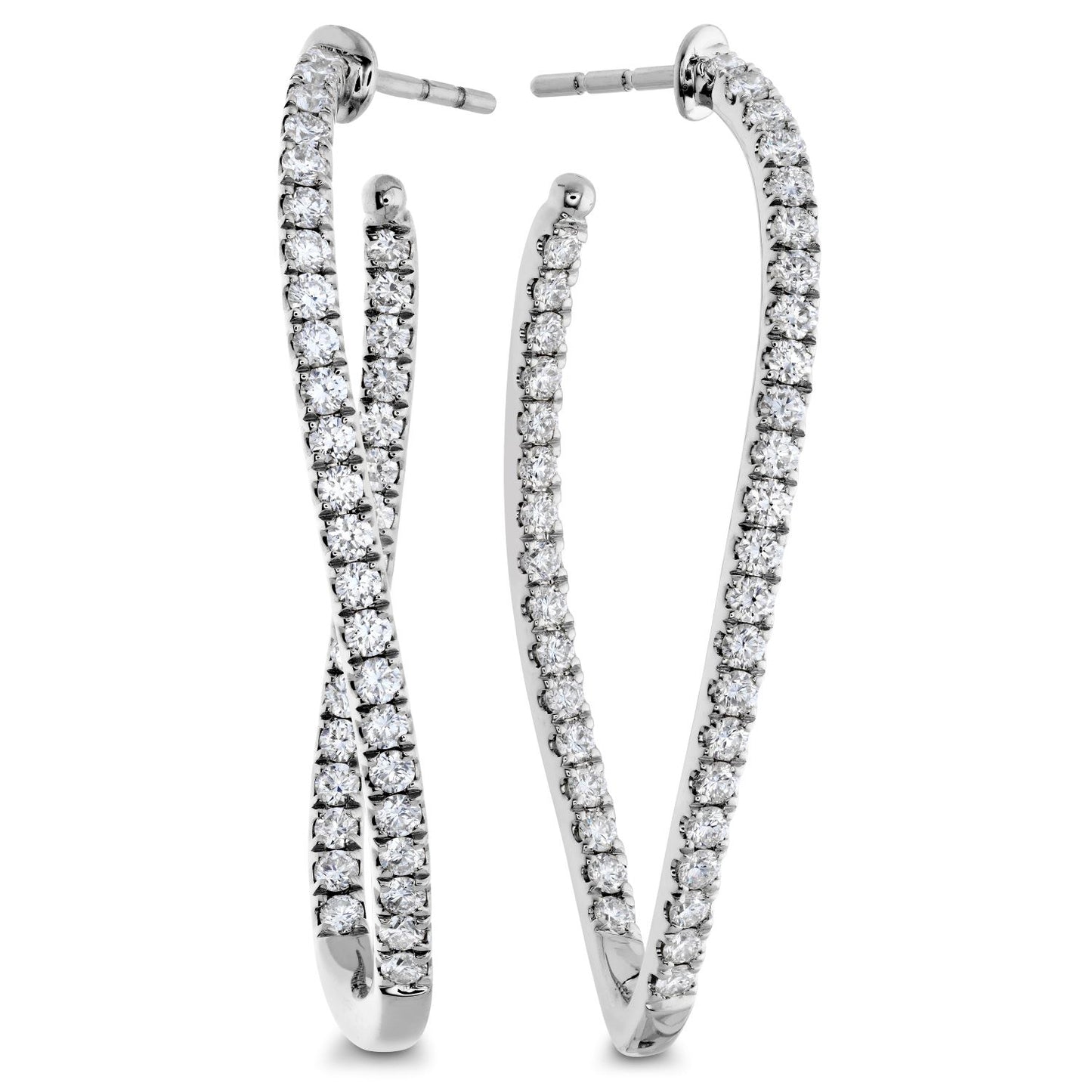 Shared Prong Twist Diamond Hoops
