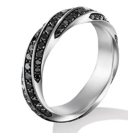 Cable Edge Collection 6 MM Black Diamond Band