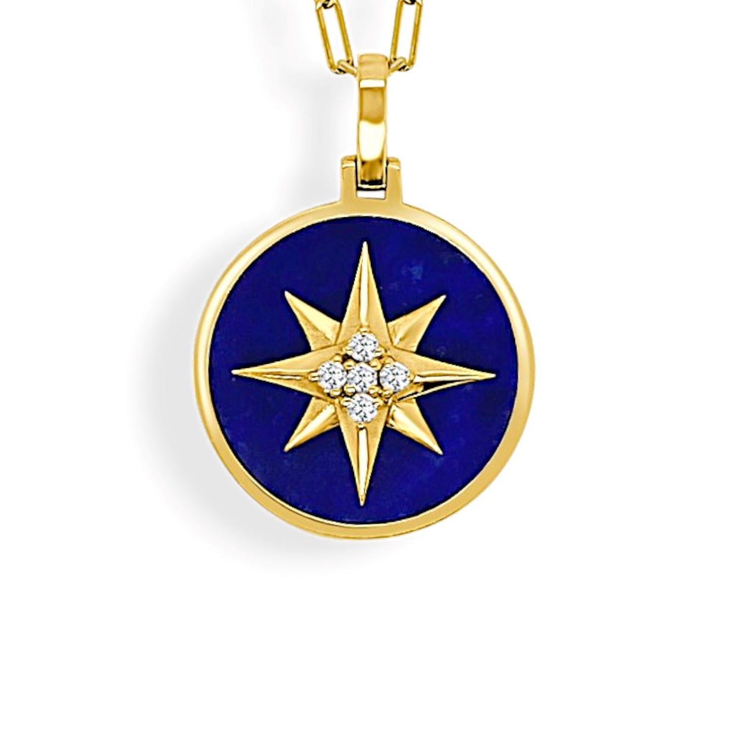 Happy Collection Blue Lapis Compass Pendant