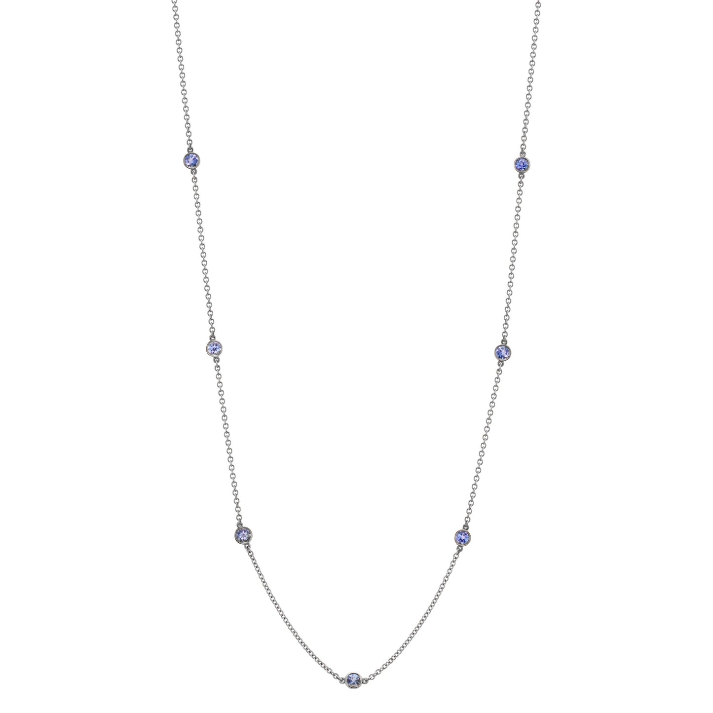 White Gold and Tanzanite Station Necklace