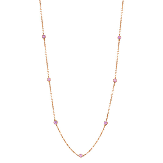 Rose Gold and Pink Sapphire Station Necklace