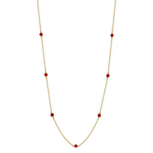 Yellow Gold and Ruby Station Necklace