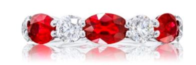Oval Cut Rubies and Diamond Band