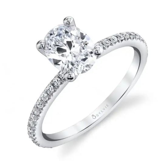 Adorlee Oval Cut Diamond Shoulder Mounting