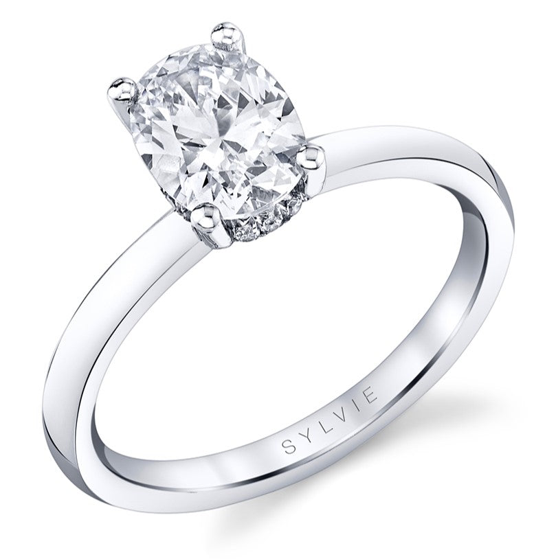 Joanna Oval Cut Solitaire Hidden Halo Mounting