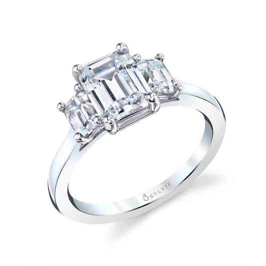Gigi Emerald Cut 3-Stone Engagement Mounting