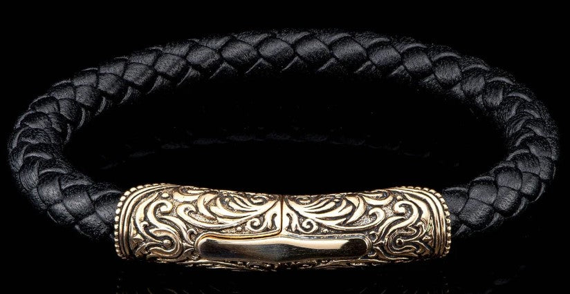 Milan Collection Bronze Leather Men's Bracelet