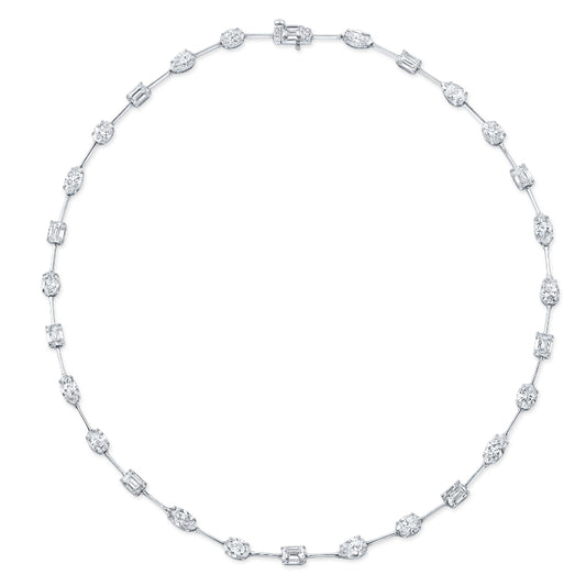 Mixed Cut Diamond Line Necklace with 28 GIA Certified Diamonds
