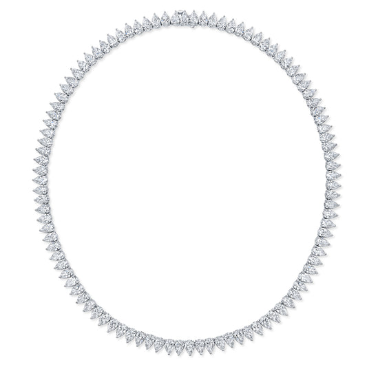 Pear Cut Diamond Line Necklace with 100 GIA Certified Diamonds