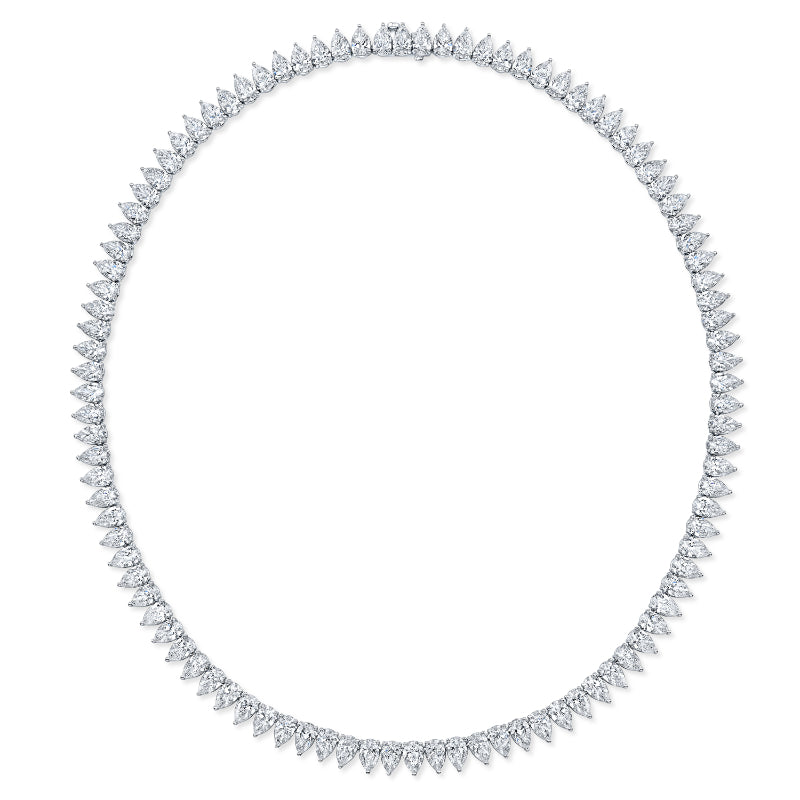 Pear Cut Diamond Line Necklace with 100 GIA Certified Diamonds