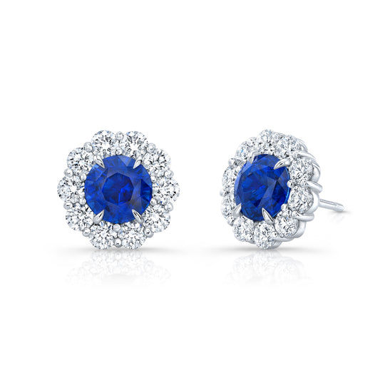 Ceylon Blue Sapphire and Diamond Earrings