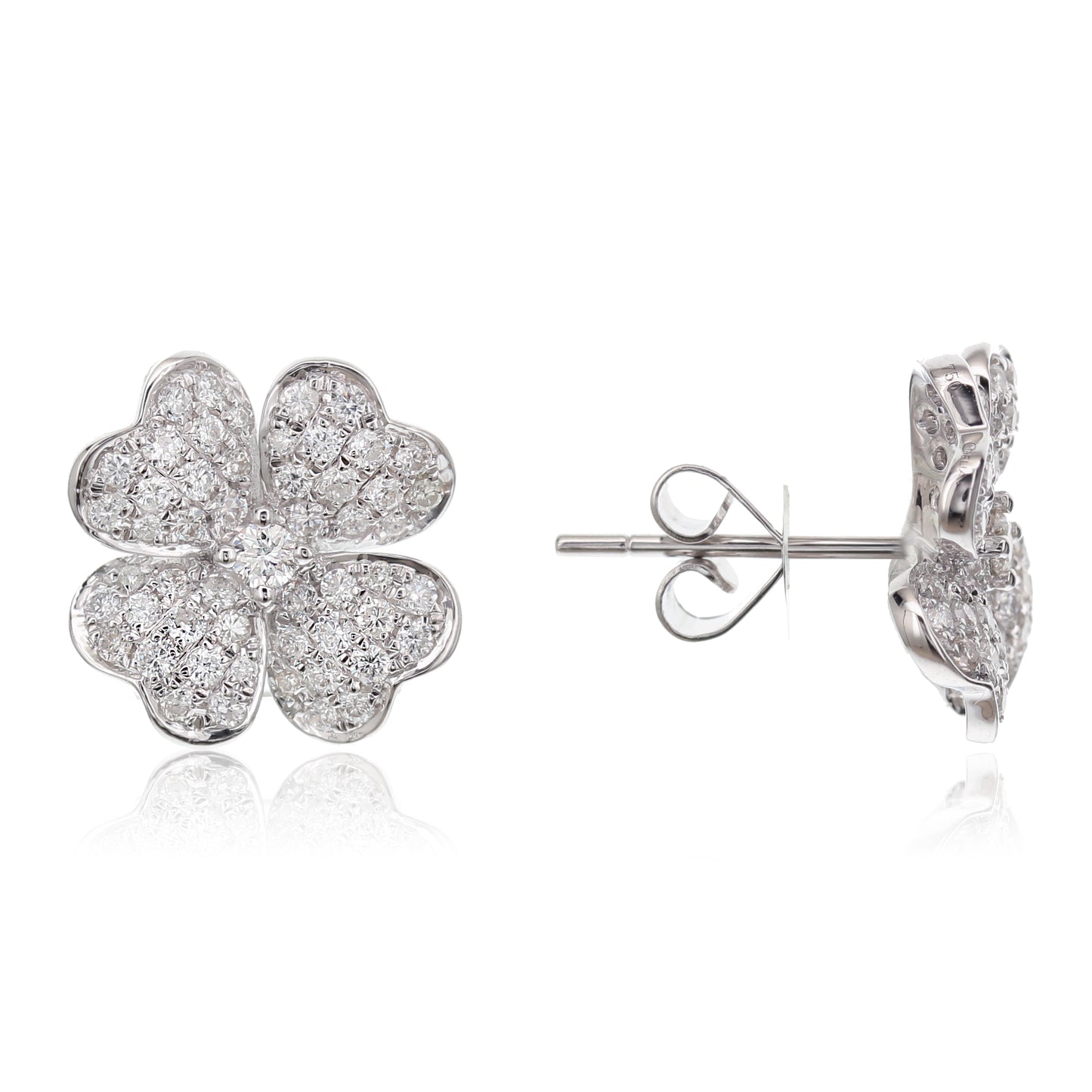 Diamond Flower Stud Earrings