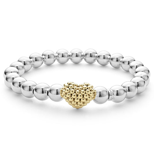 Stretch gold heart bead bracelet