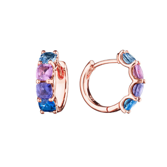 Watercolor Collection Rainbow Sapphire Hoop Earrings
