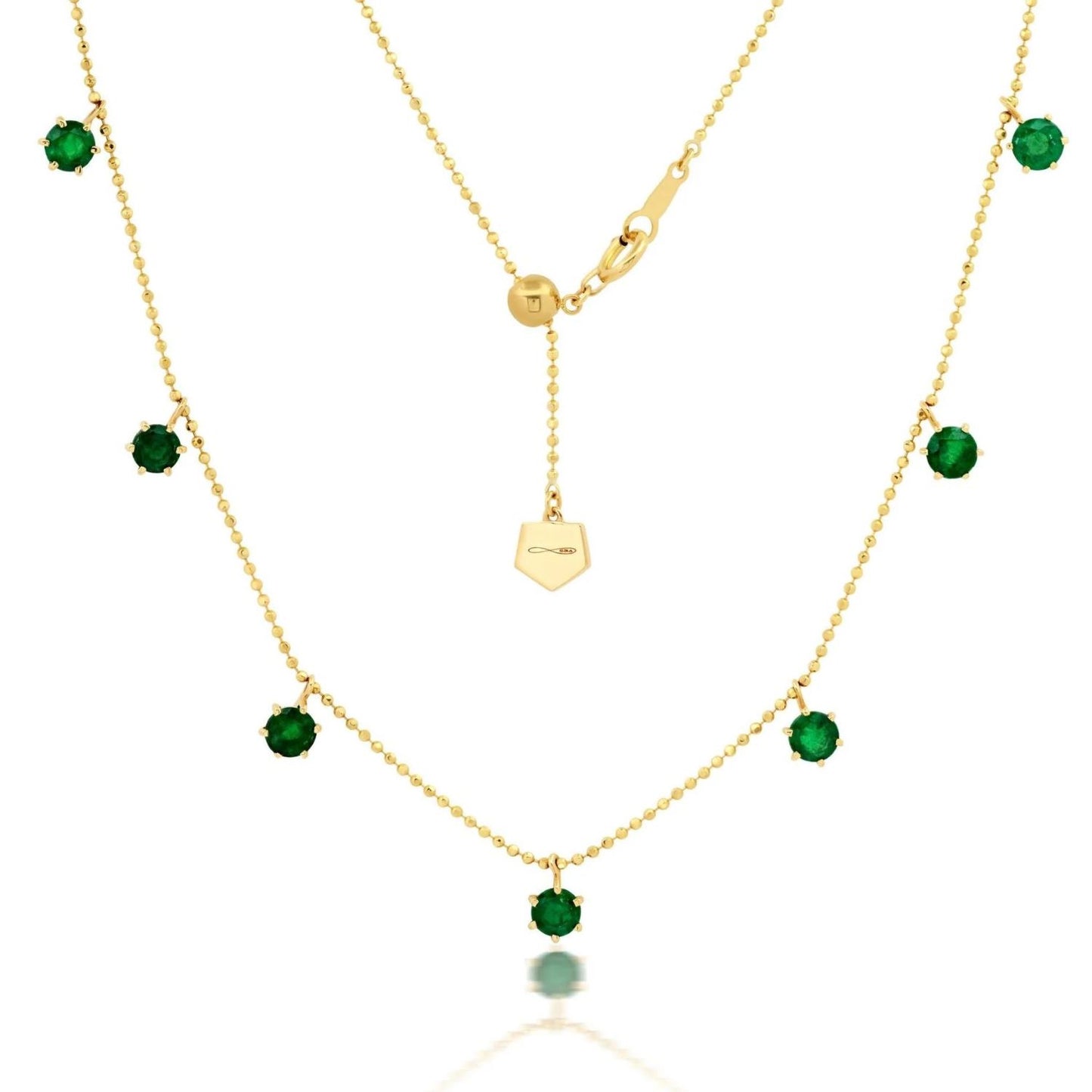 Floating Collection Emerald Dangle Station Necklace