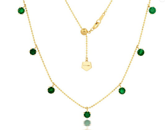Floating Collection Emerald Dangle Station Necklace