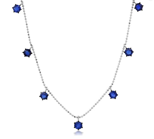 Floating Collection Sapphire Dangle Station Necklace
