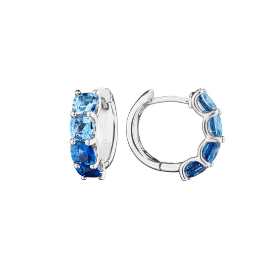 Watercolor Collection Ombre Blue Sapphire Hoop Earrings