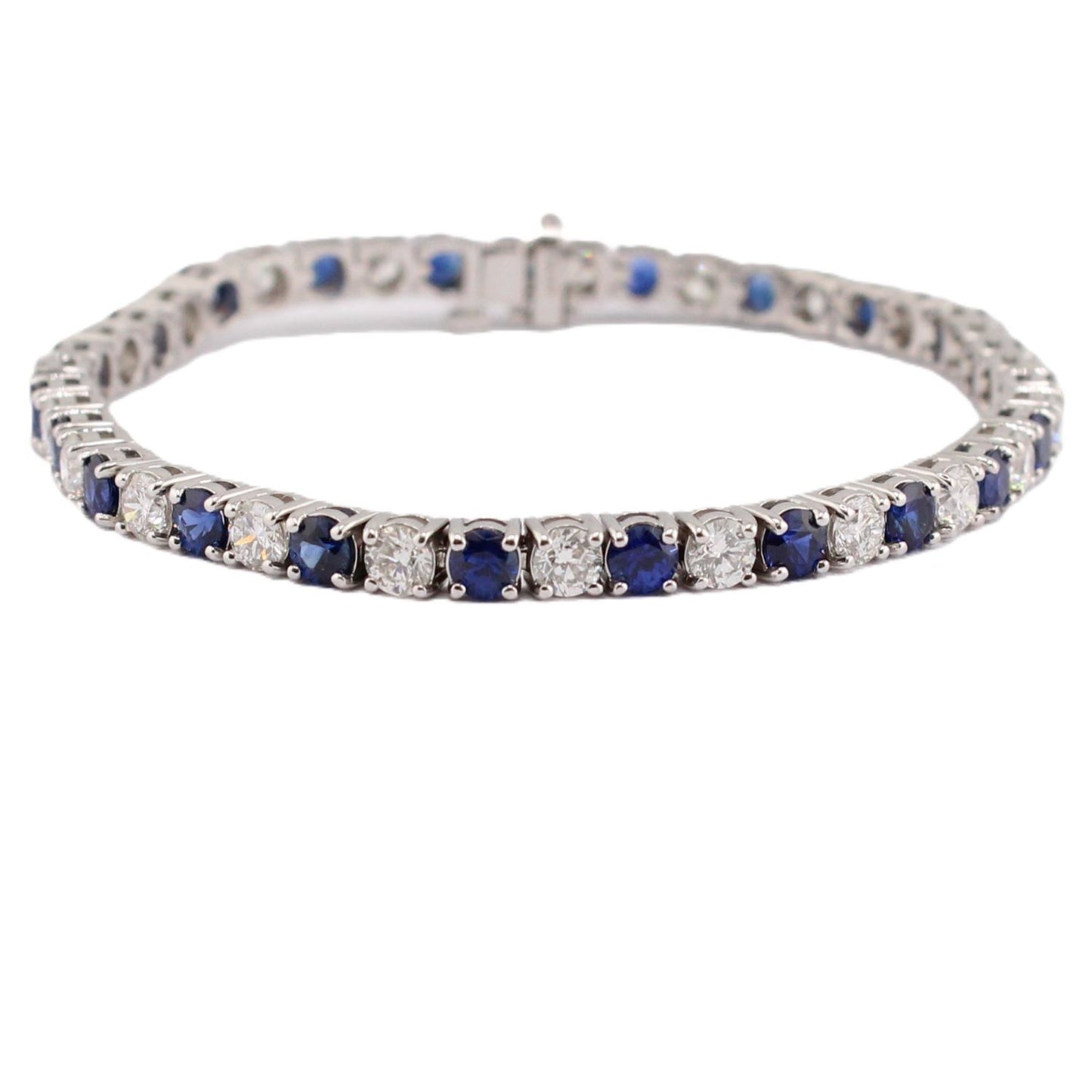 Blue Sapphire and Diamond Line Bracelet