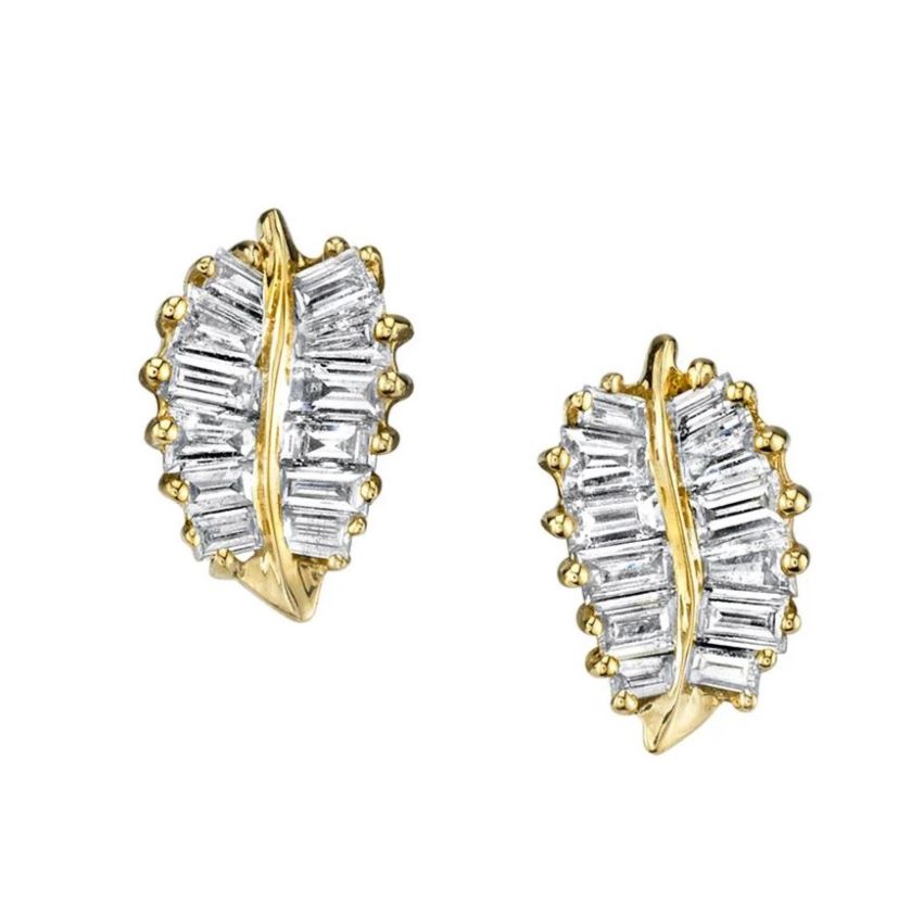 Diamond Palm Leaf Studs