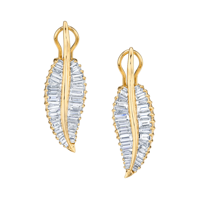 Diamond Palm Leaf Earrings
