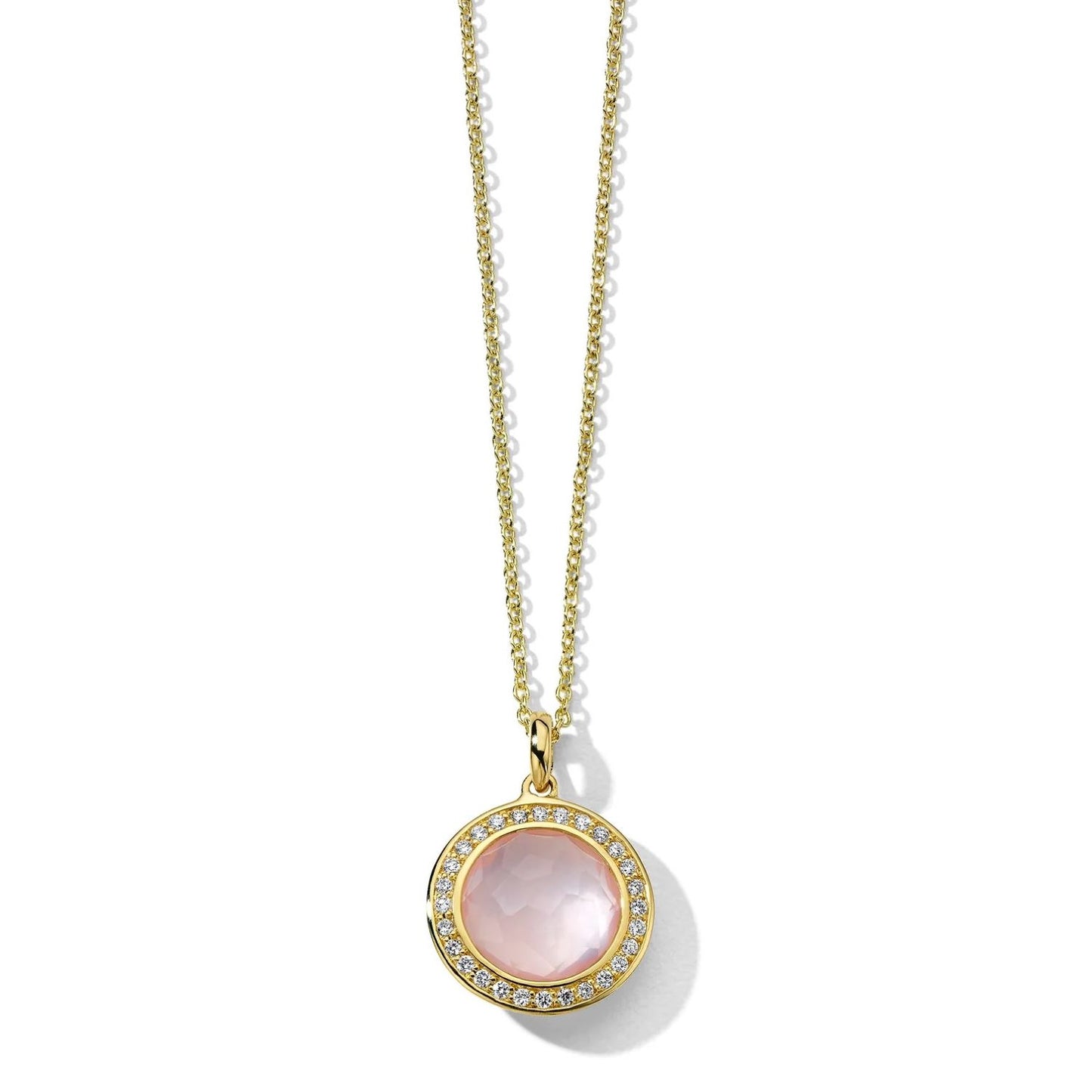 Lollipop Collection Rose Quartz and Diamond Pendant