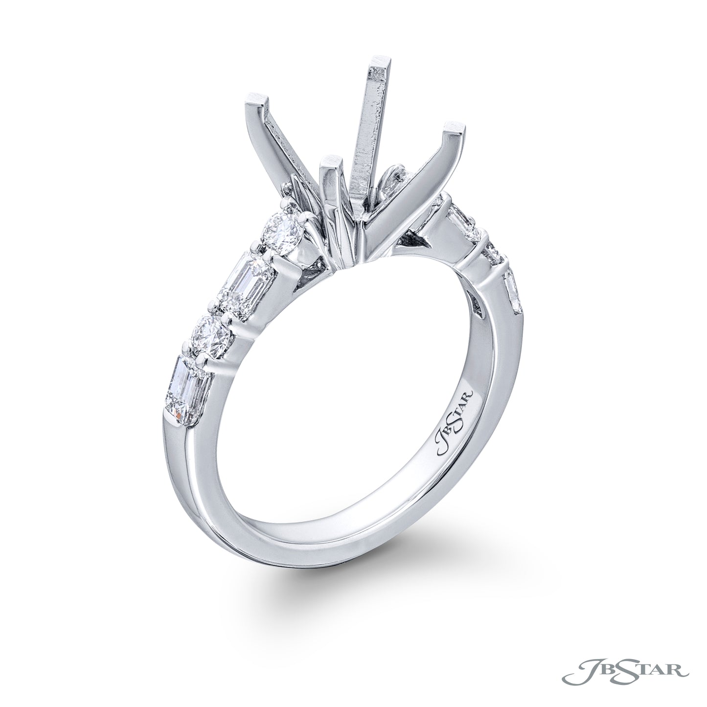 Mounting with Emerald and Round Diamond Shoulders