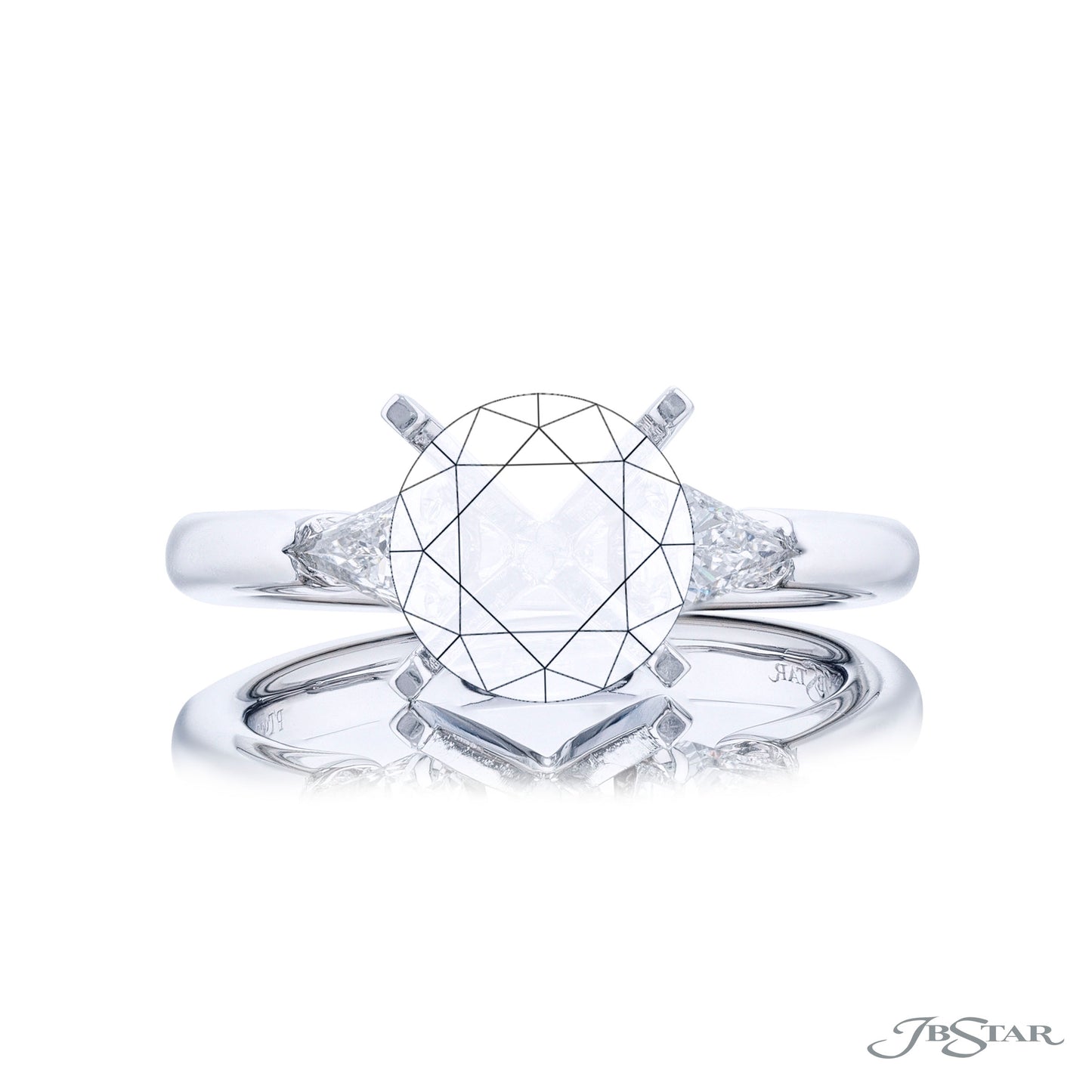 Mounting with Kite Cut Diamond Side Stones