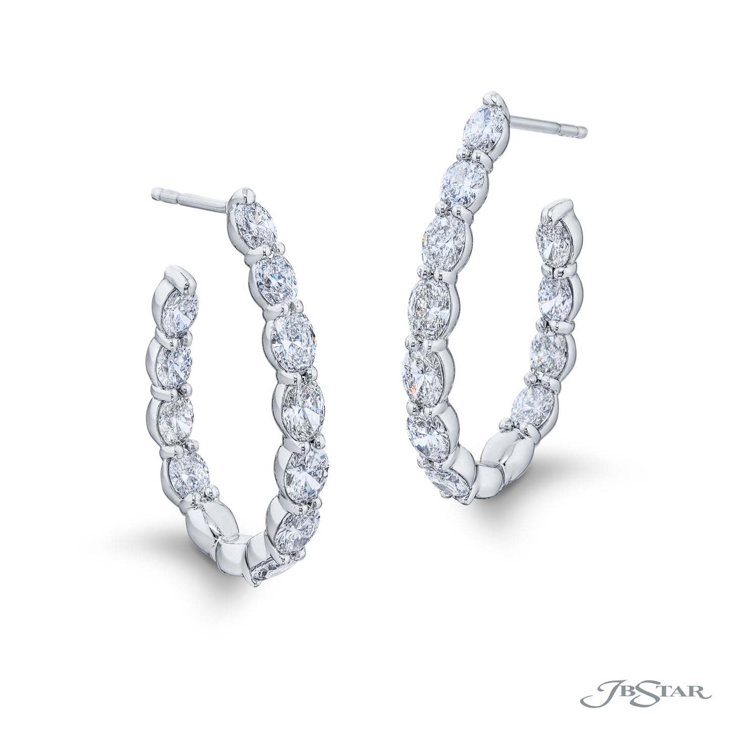 Oval Diamond Hoop Earrings