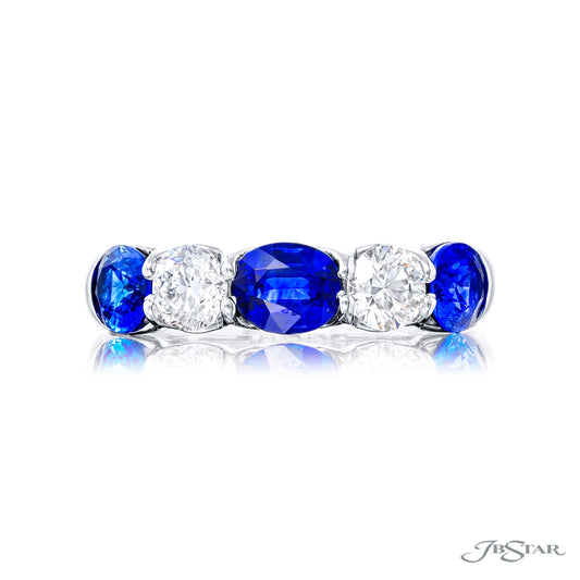 Oval Cut Blue Sapphrie and Round Diamond Band