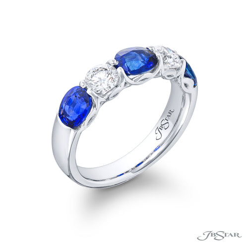 Oval Cut Blue Sapphrie and Round Diamond Band