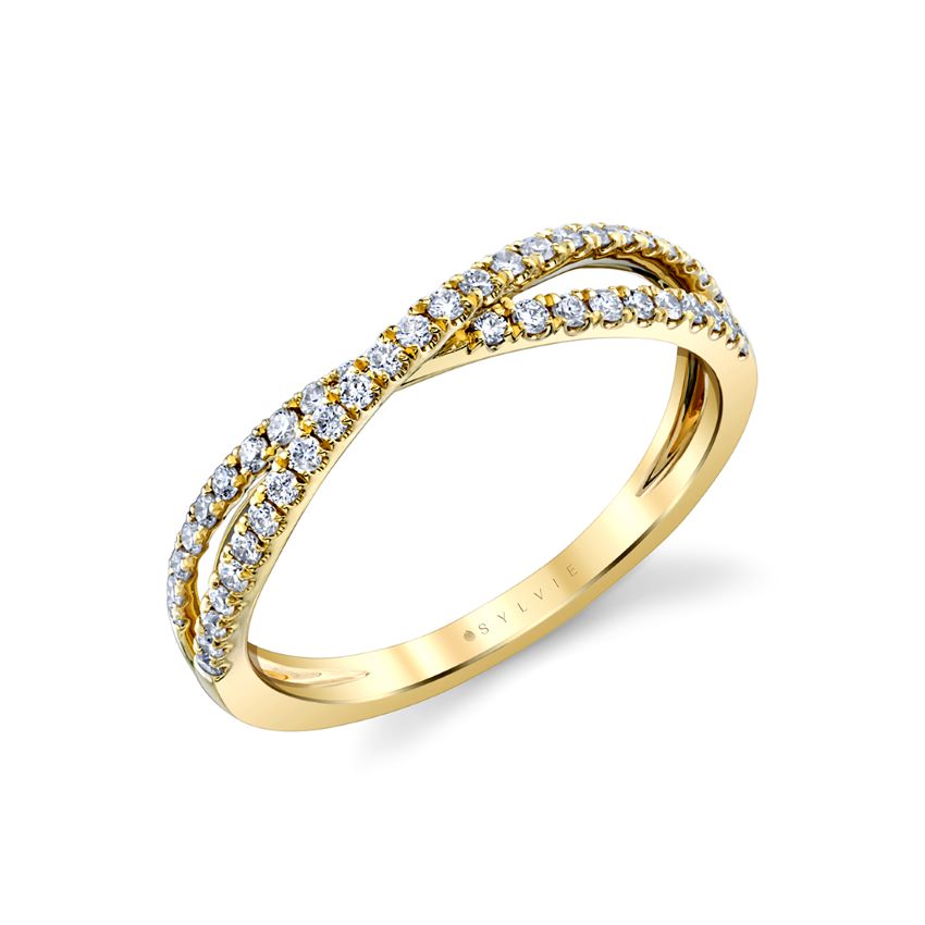 Crossover Diamond Wedding Band