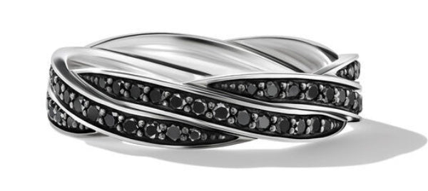 Helios Collection Black Diamond Twist Wedding Band