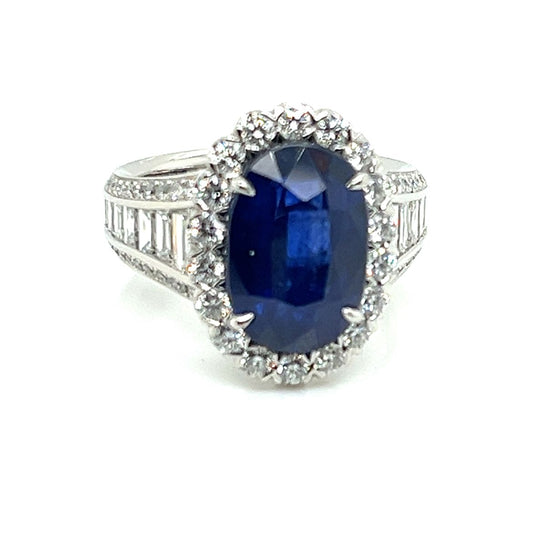 GIA Certified Blue Sapphire and Diamond Ring