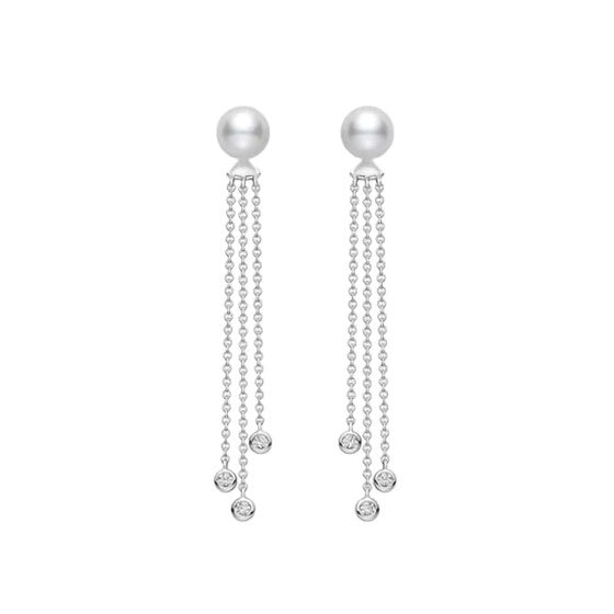 Classic Collection Akoya and Diamond Dangle Convertible Earrings