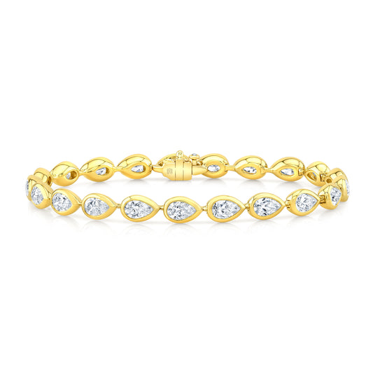 Pear Shape Bezel Set Diamond Line Bracelet