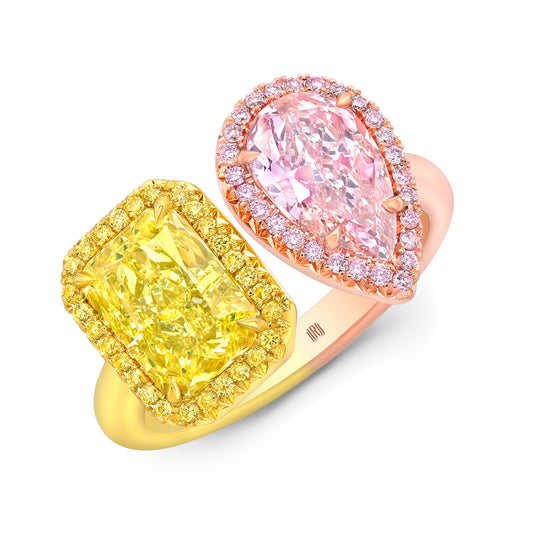 Fancy Pink and Yellow Diamond Bypass Ring