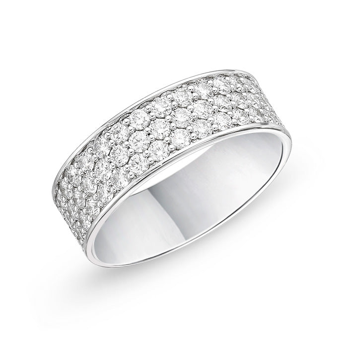 Pave Silk 3-Row Diamond Band