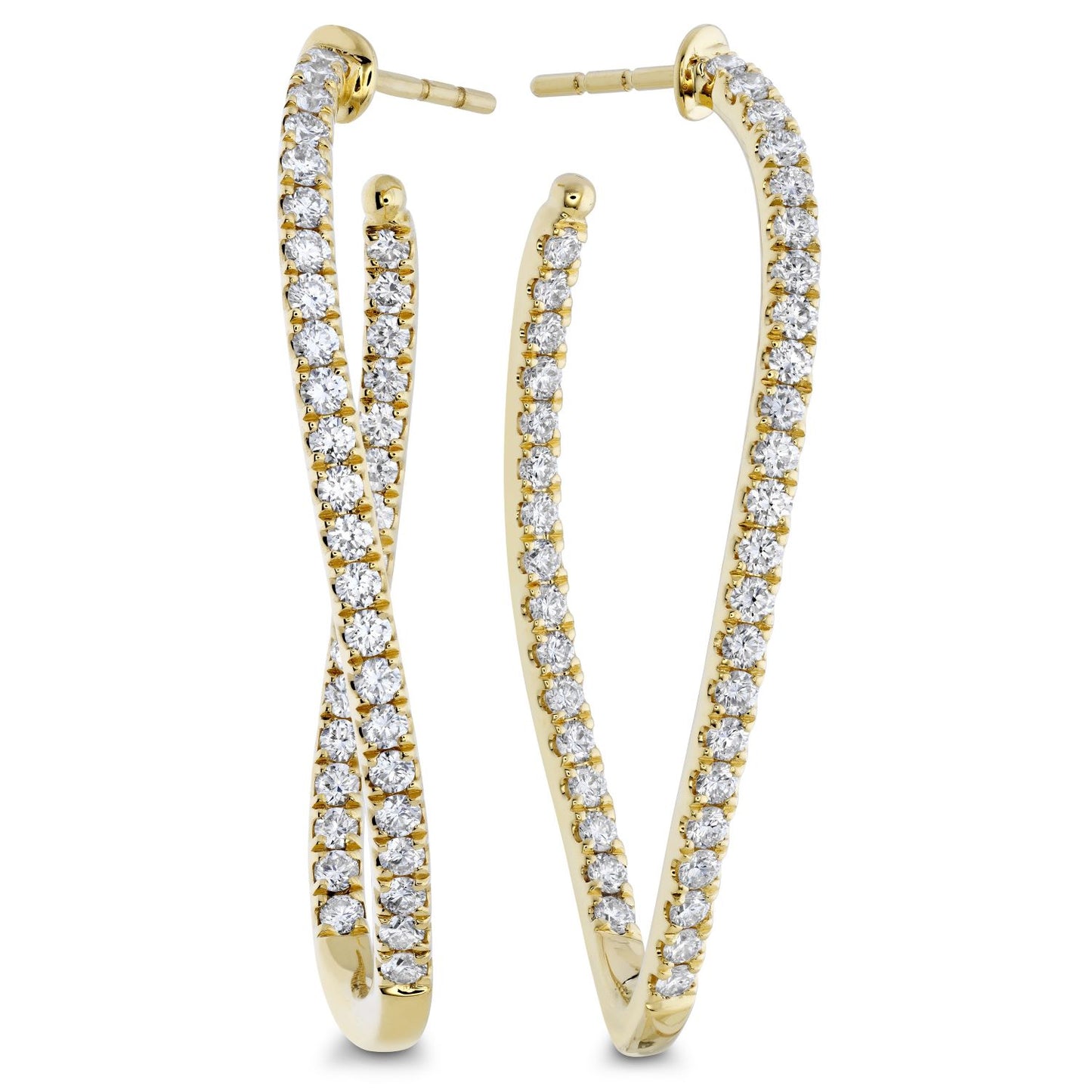 Shared Prong Twist Diamond Hoops