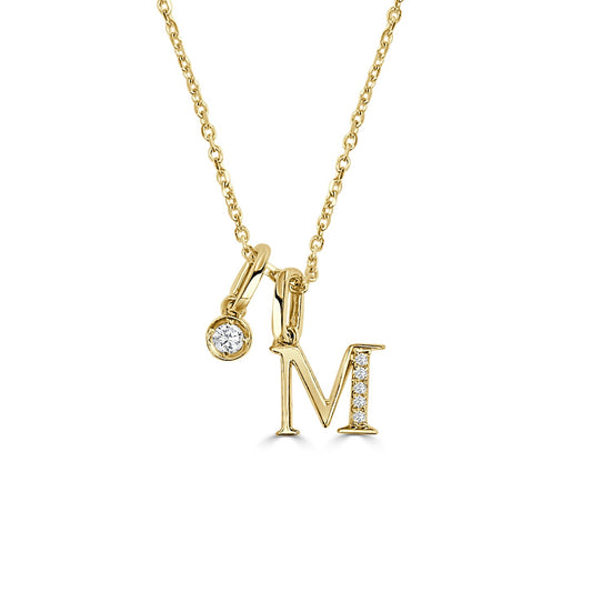 Initial "M" Diamond Pendant