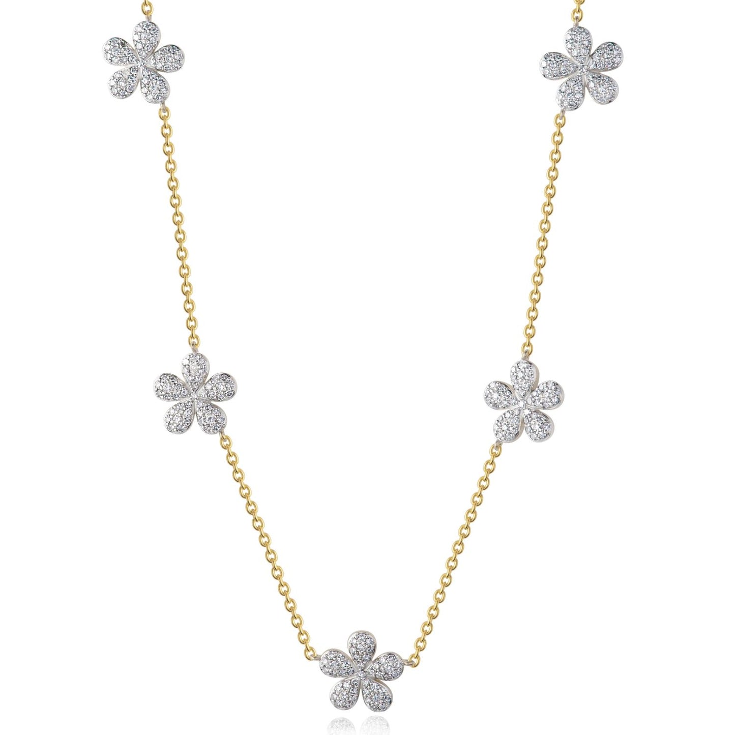 Symphony Collection 5-Station Diamond Forget-Me-Not Necklace