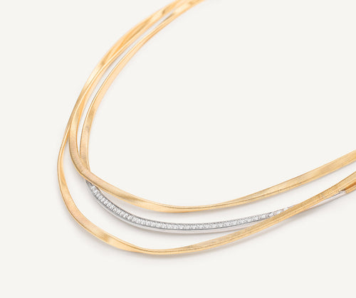 Marrakech Three Strand Coil Necklace With Diamond Bar