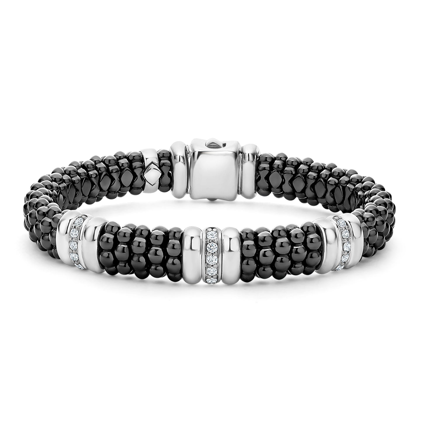 Black Caviar Collection Three Station Ceramic Diamond Bracelet