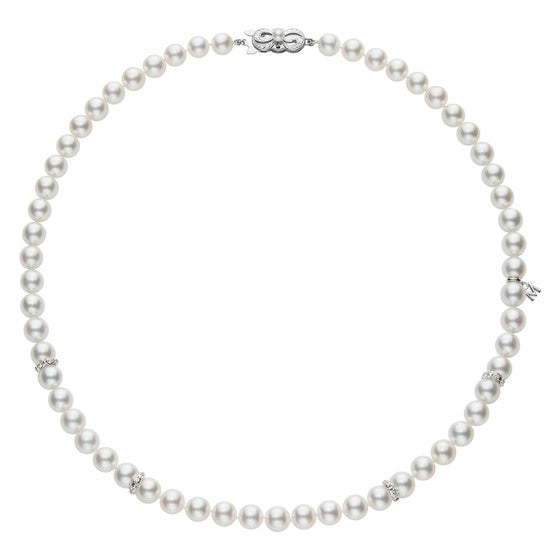 Basic Classic Collection Akoya Pearls with Diamond Rondelles