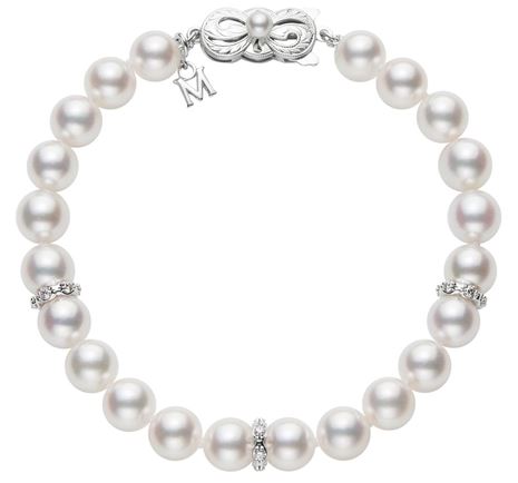 Basic Classic Akoya Pearl Bracelet with Diamond Rondelles