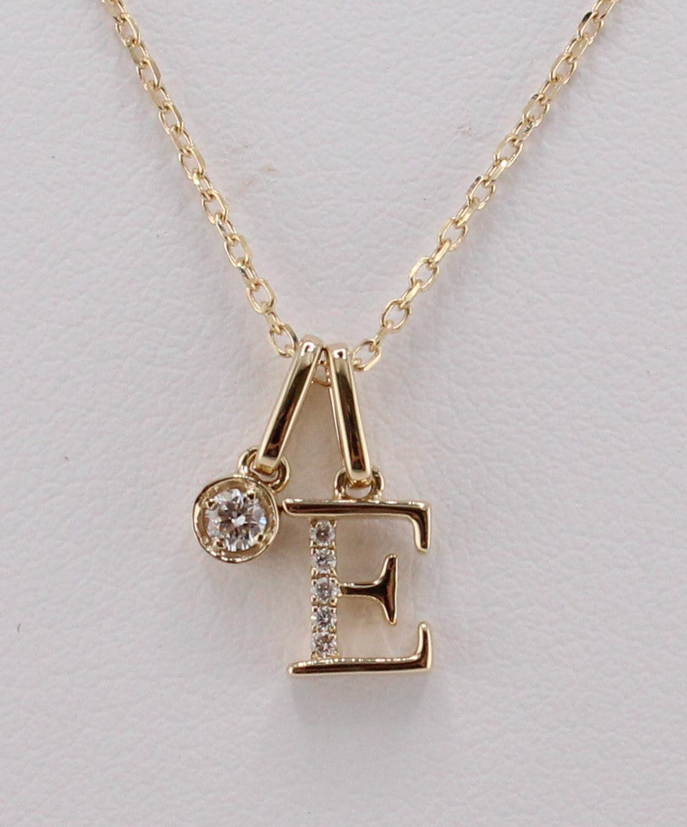 "E" Initial Diamond Pendant