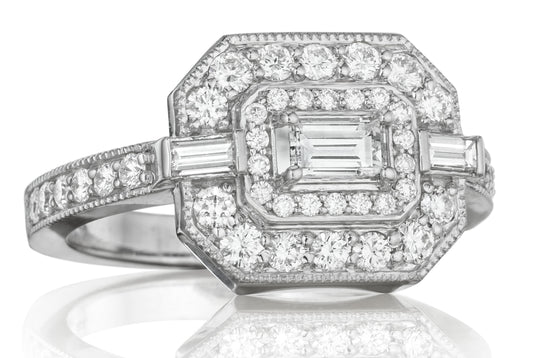 Art Deco Collection  Emerald Cut Diamond Ring