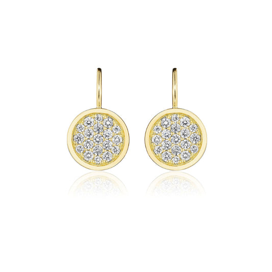 Penny Pave Collection Pave Diamond Round Disc Earrings