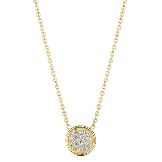 Penny Pave Collection Pave Diamond Round Disc Pendant